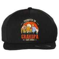 Promoted to Grandpa Est 2024 Retro Fathers Day New Grandpa Wool Snapback Cap