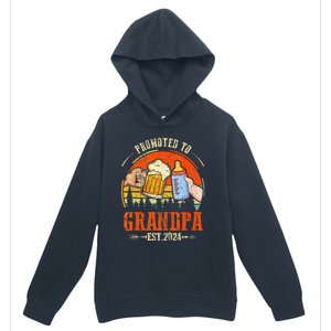 Promoted to Grandpa Est 2024 Retro Fathers Day New Grandpa Urban Pullover Hoodie