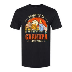 Promoted to Grandpa Est 2024 Retro Fathers Day New Grandpa Softstyle CVC T-Shirt