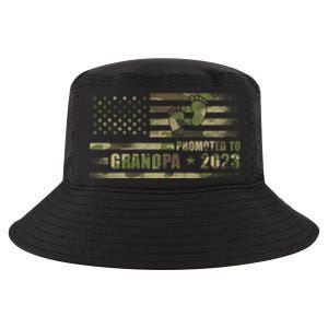 Promoted To Grandpa Est 2023 First Time Grandpa Flag Camo Gift Cool Comfort Performance Bucket Hat