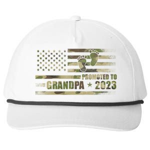 Promoted To Grandpa Est 2023 First Time Grandpa Flag Camo Gift Snapback Five-Panel Rope Hat