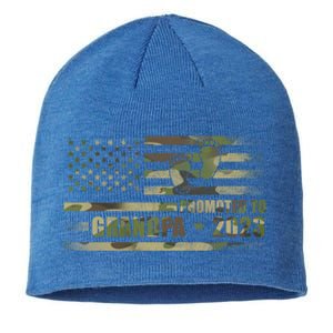 Promoted To Grandpa Est 2023 First Time Grandpa Flag Camo Gift Sustainable Beanie