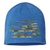 Promoted To Grandpa Est 2023 First Time Grandpa Flag Camo Gift Sustainable Beanie