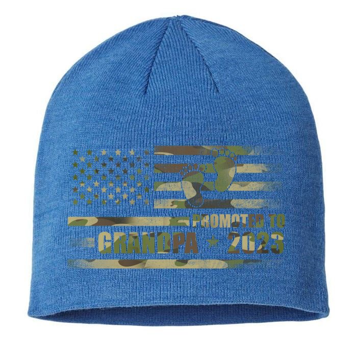 Promoted To Grandpa Est 2023 First Time Grandpa Flag Camo Gift Sustainable Beanie