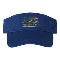 Promoted To Grandpa Est 2023 First Time Grandpa Flag Camo Gift Valucap Bio-Washed Visor