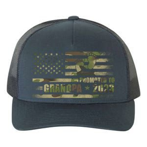 Promoted To Grandpa Est 2023 First Time Grandpa Flag Camo Gift Yupoong Adult 5-Panel Trucker Hat