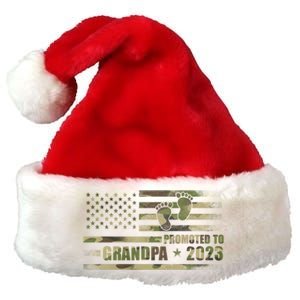 Promoted To Grandpa Est 2023 First Time Grandpa Flag Camo Gift Premium Christmas Santa Hat