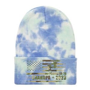 Promoted To Grandpa Est 2023 First Time Grandpa Flag Camo Gift Tie Dye 12in Knit Beanie