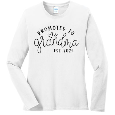 Promoted To Grandma Est 2024 New Grandma Mothers Day Ladies Long Sleeve Shirt