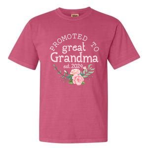 Promoted To Great Grandma Est 2024 Women First Time Grandma Garment-Dyed Heavyweight T-Shirt