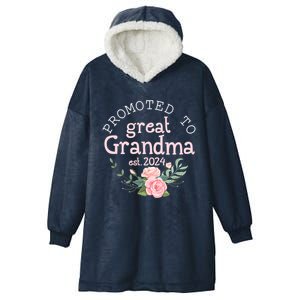 Promoted To Great Grandma Est 2024 Women First Time Grandma Hooded Wearable Blanket