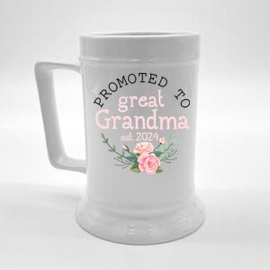 Promoted To Great Grandma Est 2024 Women First Time Grandma Beer Stein