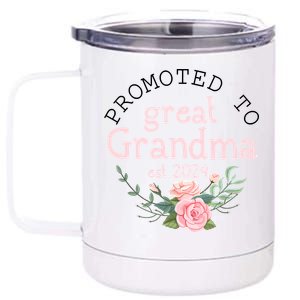 Promoted To Great Grandma Est 2024 Women First Time Grandma 12 oz Stainless Steel Tumbler Cup