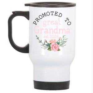 Promoted To Great Grandma Est 2024 Women First Time Grandma Stainless Steel Travel Mug