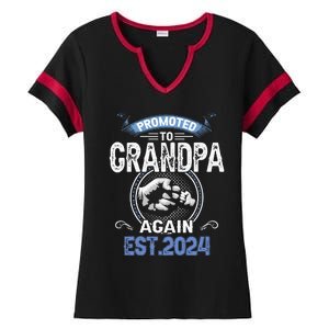 Promoted To Grandpa Again Funny Pregnancy Announcement 2024 Ladies Halftime Notch Neck Tee