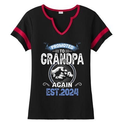 Promoted To Grandpa Again Funny Pregnancy Announcement 2024 Ladies Halftime Notch Neck Tee