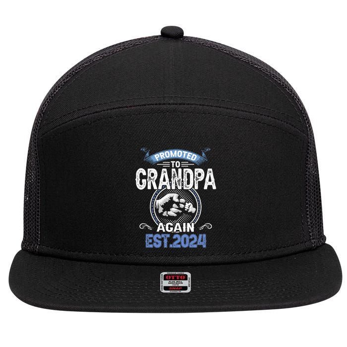 Promoted To Grandpa Again Funny Pregnancy Announcement 2024 7 Panel Mesh Trucker Snapback Hat