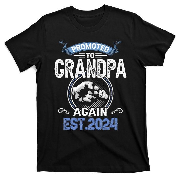 Promoted To Grandpa Again Funny Pregnancy Announcement 2024 T-Shirt