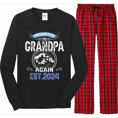 Promoted To Grandpa Again Funny Pregnancy Announcement 2024 Long Sleeve Pajama Set