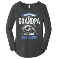 Promoted To Grandpa Again Funny Pregnancy Announcement 2024 Women's Perfect Tri Tunic Long Sleeve Shirt