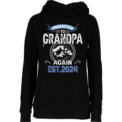 Promoted To Grandpa Again Funny Pregnancy Announcement 2024 Womens Funnel Neck Pullover Hood