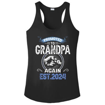 Promoted To Grandpa Again Funny Pregnancy Announcement 2024 Ladies PosiCharge Competitor Racerback Tank