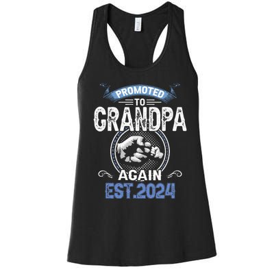 Promoted To Grandpa Again Funny Pregnancy Announcement 2024 Women's Racerback Tank