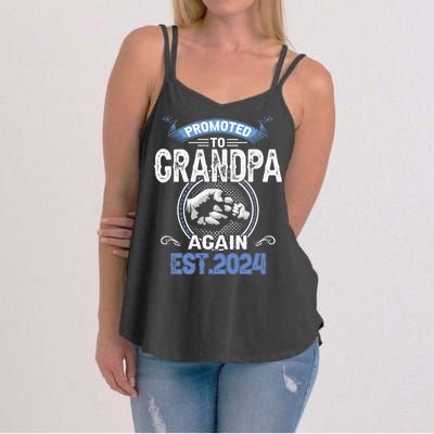 Promoted To Grandpa Again Funny Pregnancy Announcement 2024 Women's Strappy Tank