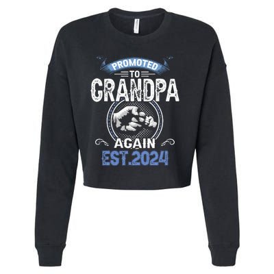 Promoted To Grandpa Again Funny Pregnancy Announcement 2024 Cropped Pullover Crew