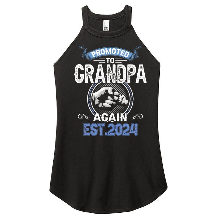 Promoted To Grandpa Again Funny Pregnancy Announcement 2024 Women's Perfect Tri Rocker Tank