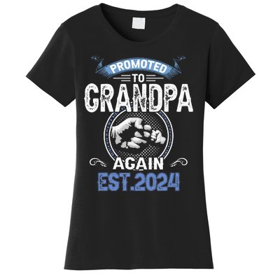 Promoted To Grandpa Again Funny Pregnancy Announcement 2024 Women's T-Shirt