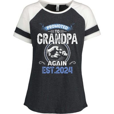 Promoted To Grandpa Again Funny Pregnancy Announcement 2024 Enza Ladies Jersey Colorblock Tee