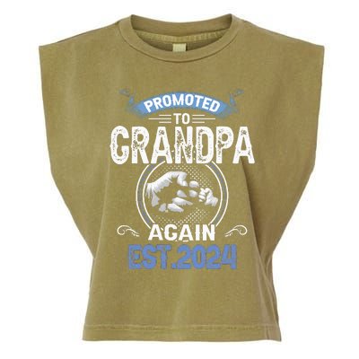 Promoted To Grandpa Again Funny Pregnancy Announcement 2024 Garment-Dyed Women's Muscle Tee