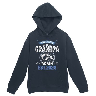 Promoted To Grandpa Again Funny Pregnancy Announcement 2024 Urban Pullover Hoodie