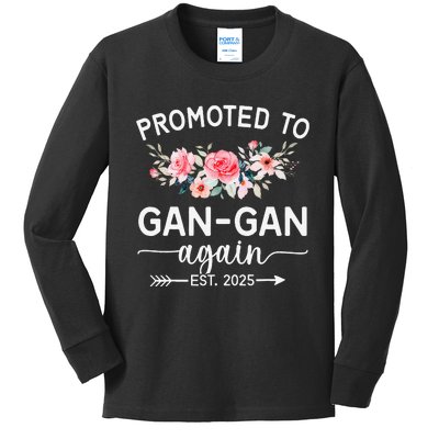 Promoted To Gangan Again Est 2025 Pregnancy Announcement Kids Long Sleeve Shirt