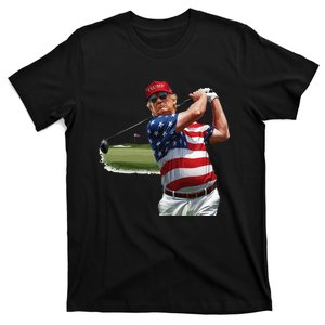 President Trump Golf Usa Flag Funny Golfer Trump 2024 T-Shirt