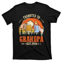 Promoted To Grandpa Est 2024 Retro Fathers Day New Grandpa T-Shirt