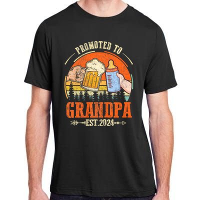 Promoted To Grandpa Est 2024 Retro Fathers Day New Grandpa Adult ChromaSoft Performance T-Shirt