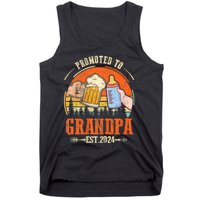 Promoted To Grandpa Est 2024 Retro Fathers Day New Grandpa Tank Top