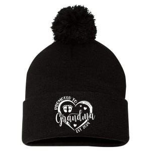 Promoted To Grandma Est. 2024 Grandparents Baby Announcement Pom Pom 12in Knit Beanie