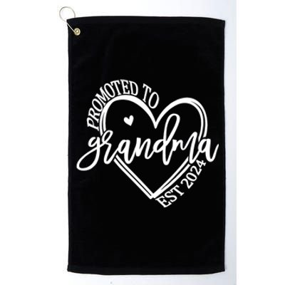 Promoted To Grandma Est. 2024 Grandparents Baby Announcement Platinum Collection Golf Towel