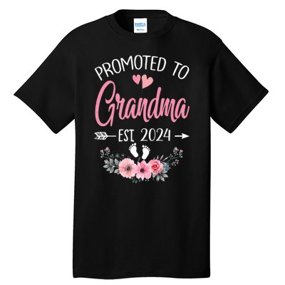 Promoted To Grandma Est. 2024 Grandparents Baby Announcement Tall T-Shirt