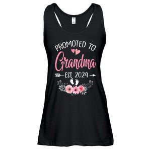 Promoted To Grandma Est. 2024 Grandparents Baby Announcement Ladies Essential Flowy Tank