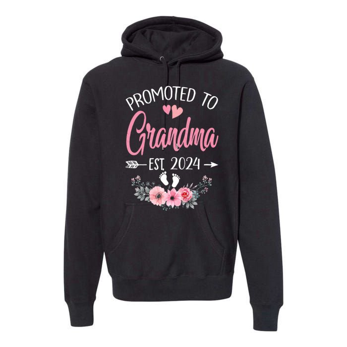 Promoted To Grandma Est. 2024 Grandparents Baby Announcement Premium Hoodie