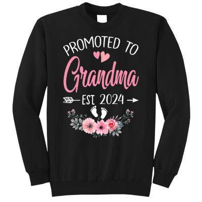 Promoted To Grandma Est. 2024 Grandparents Baby Announcement Tall Sweatshirt