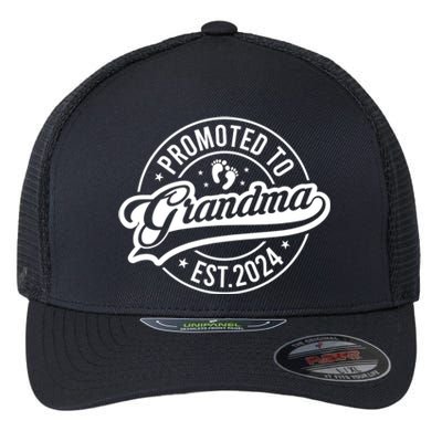 Promoted To Grandma Est. 2024 Grandparents Baby Announcement Flexfit Unipanel Trucker Cap