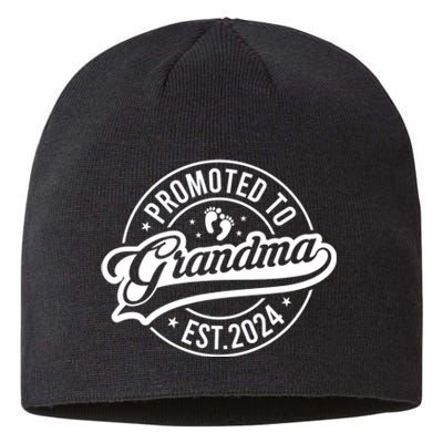 Promoted To Grandma Est. 2024 Grandparents Baby Announcement Sustainable Beanie