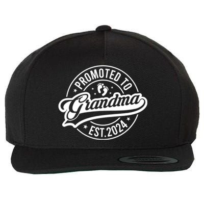 Promoted To Grandma Est. 2024 Grandparents Baby Announcement Wool Snapback Cap