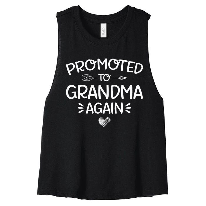 Promoted to Grandma Again New Nana Granny Mothers Day Women's Racerback Cropped Tank