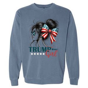 Proud Trump Girl Vote America Flag Design Garment-Dyed Sweatshirt